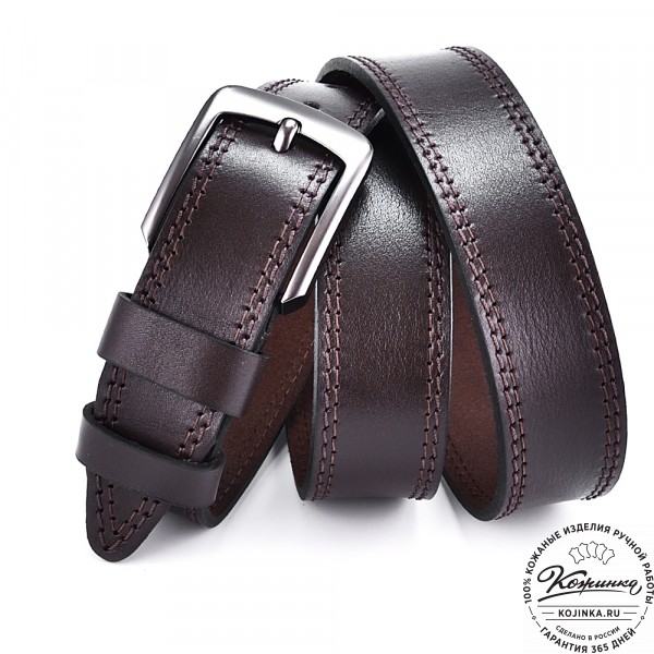 Кожаный ремень "Персиваль" (тёмно-коричневый). фото 1